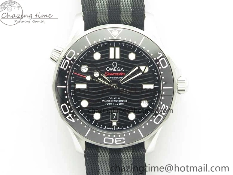 0324 2018 Seamaster Diver 300M VSF Best Edition Black Ceramic Dial on Black Gray Nato Strap A Unique 8057